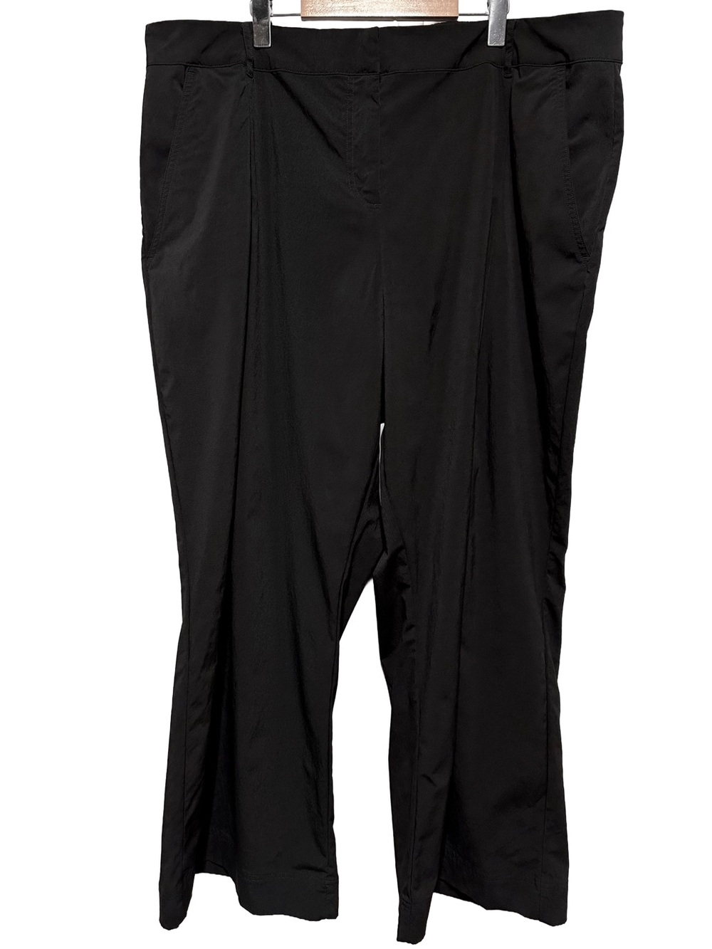 Fabletics Black Wide Leg Pull On Travel Pants 4X Stretch Minimalist Casual